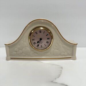 VTG USA Lenox Fruits of‎ Life Mantel Desk Clock Embossed 24K Gold Trim WORKING